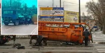 У Дніпрі сталася аварія з цистерною: вантажівка перекинулася