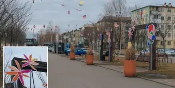 Весняна фотозона у Дніпрі: квіти на лівому березі річки